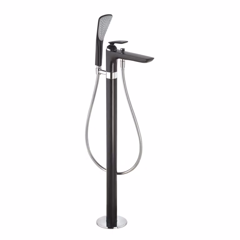 KLUDI BALANCE Mitigeur monocommandé pour bain et douche, montage au sol pour baignoire en pose libre, avec douchette à main, 525908775, 525908775