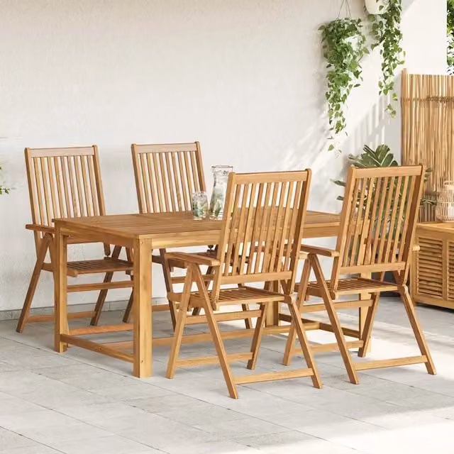 Sedie da Giardino Pieghevoli 4 pz | Sedie da Esterno in Legno Massello d'Acacia