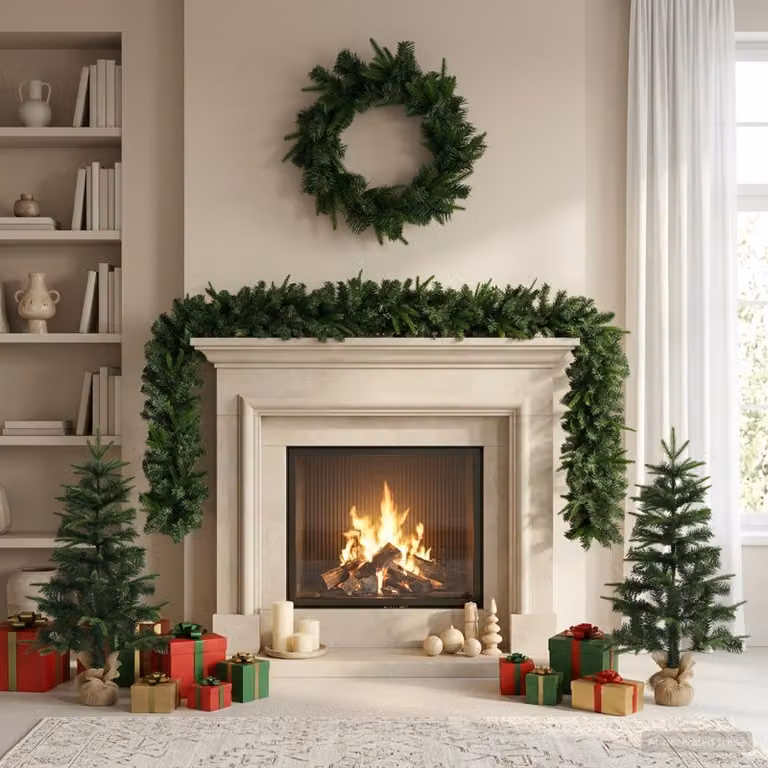 Set di mini albero di Natale, 90 cm, in PVC e PE, colore verde