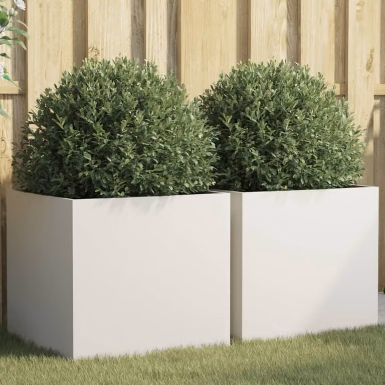 Set di 2 fioriere vidaXL in acciaio bianche L: 49 cm, P: 47 cm, H: 46 cm