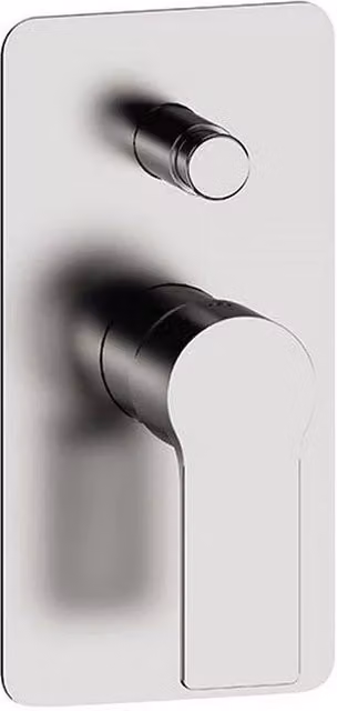 Miscelatore monocomando per vasca a piastra rettangolare ad incasso con deviatore serie Energy Remer, finitura cromata argento