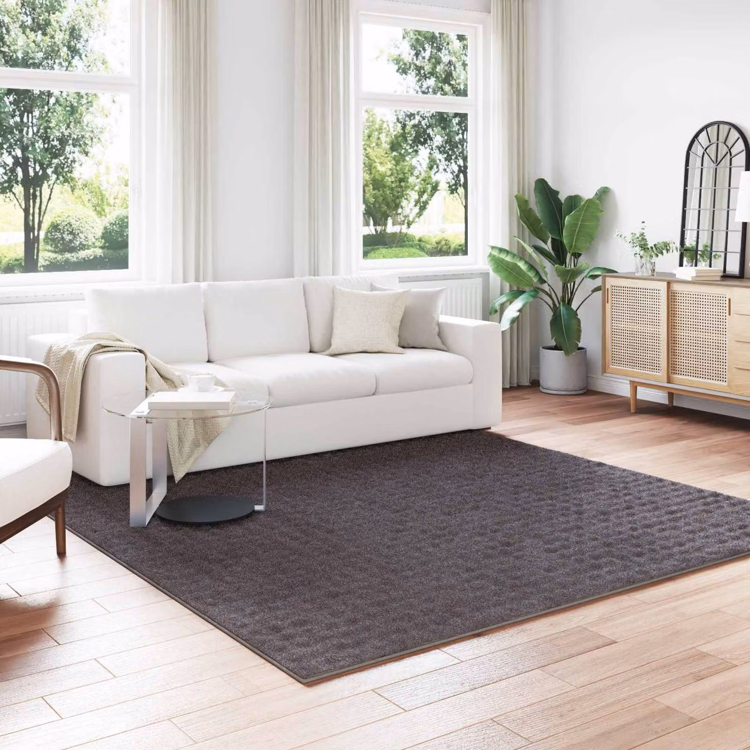 vidaXL Tappeto Quadrato SIROLO Antracite in Poliestere Lavabile e Antiscivolo 240 x 240 cm – 1