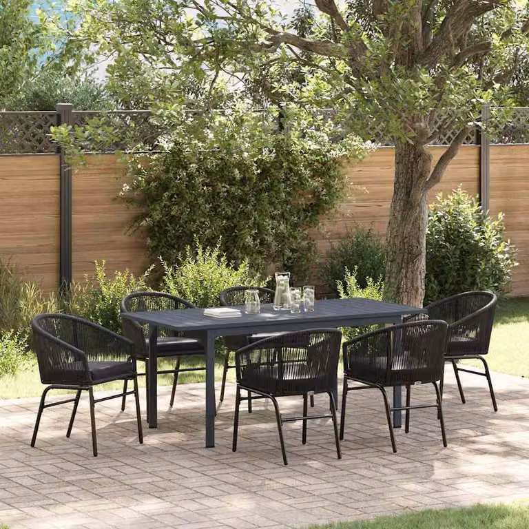 Maison Exclusive - Set da giardino per esterni, 7 pezzi, in rattan sintetico nero