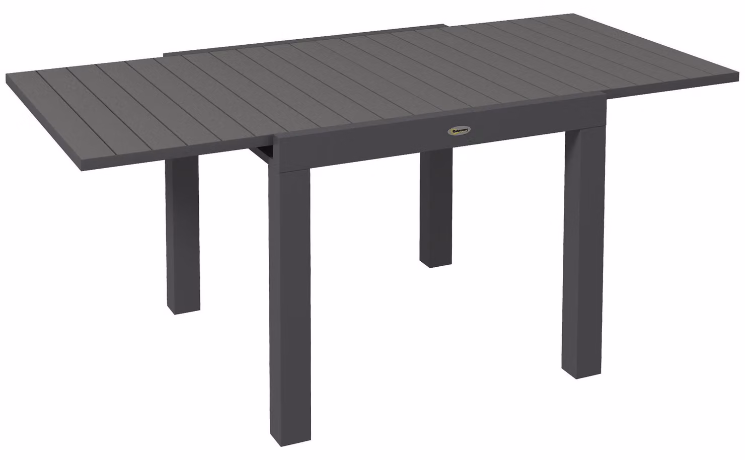 Moonbite Tavolo da giardino estensibile, da 81 a 162 cm, tavolo da pranzo per 6 persone, piano in legno a listelli, struttura verniciata a polvere, capacità di carico di 70 kg, alluminio, grigio