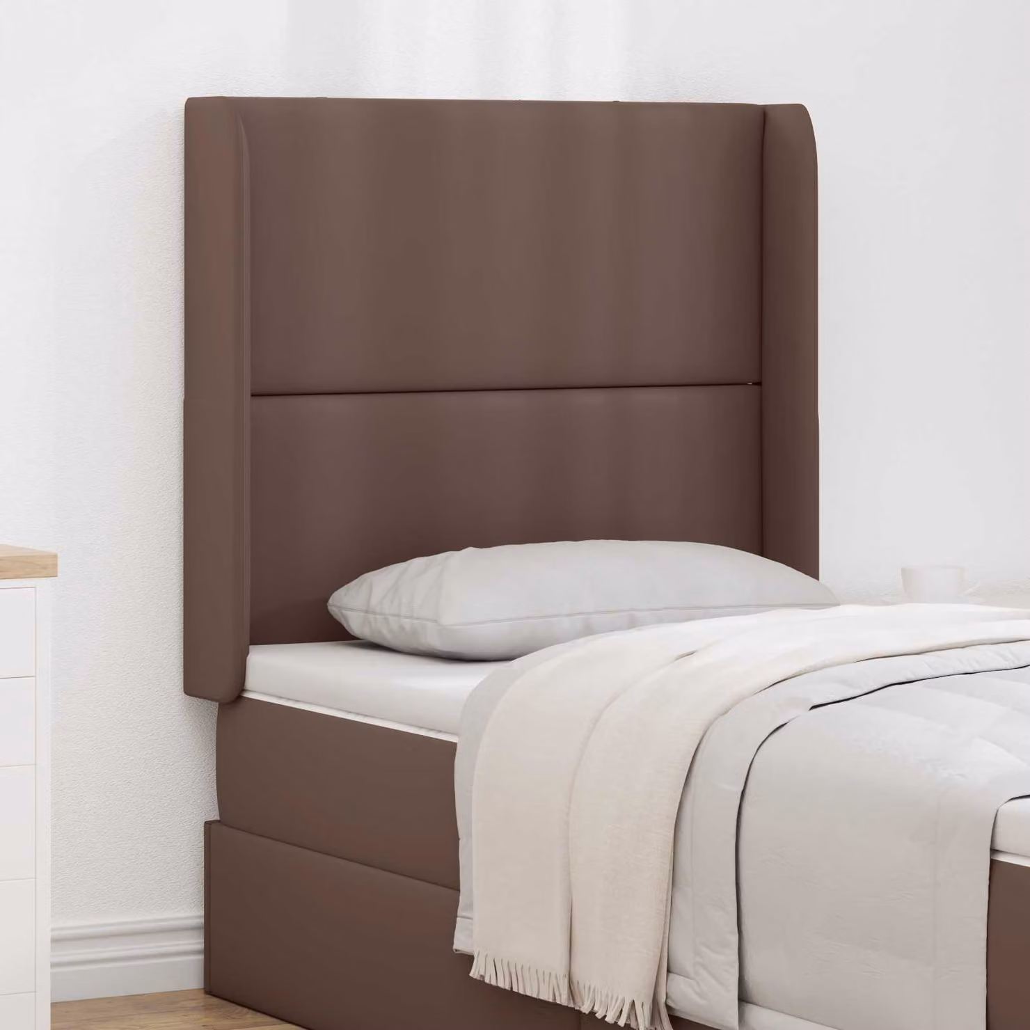 Testata del letto imbottita moderna vidaXL in ecopelle marrone con pannello in legno e schiuma L: 160 cm, H: 80 cm, P: 4 cm