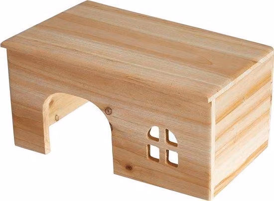 Casetta per porcellini d'India in legno naturale 28 x 16 x 18 cm