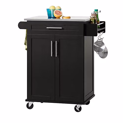 SoBuy Carrello cucina con ruote e piano in acciaio inox, 84,5×45,7×90 cm
