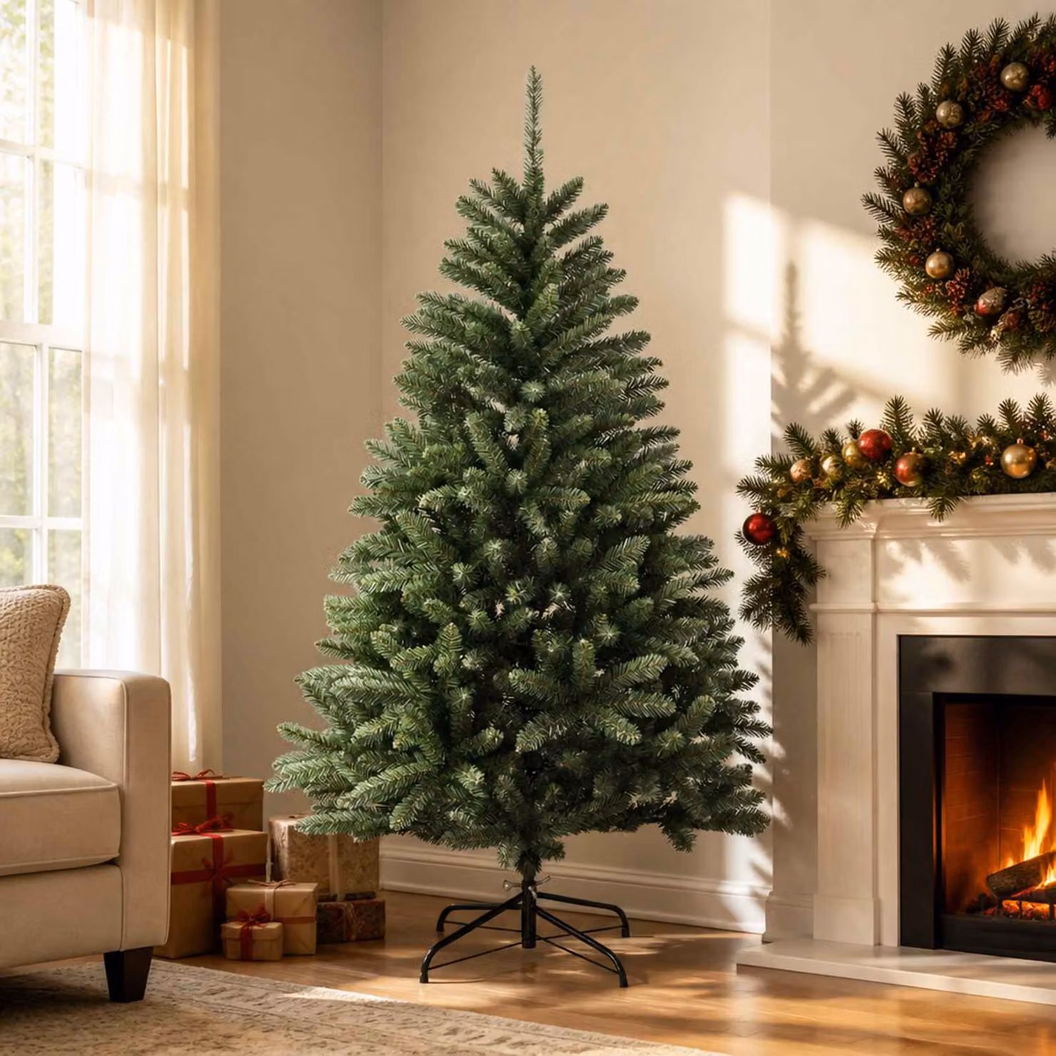vidaXL Albero di Natale Artificiale con Rami Pieghevoli 180 cm PVC