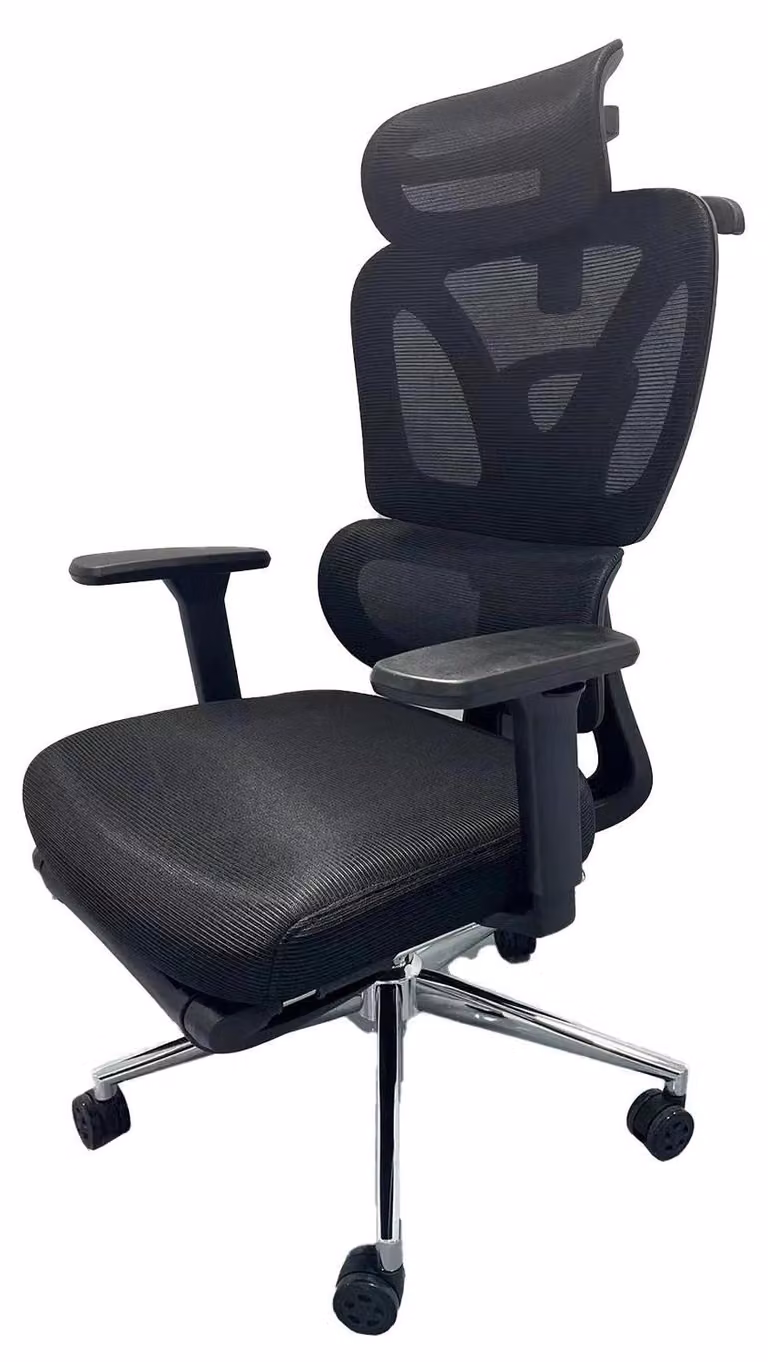 Sedia da ufficio ergonomica - Sedia da scrivania con schienale alto - Poggiapiedi - Supporto lombare dinamico - Regolabile in altezza - Girevole con rotelle - Nera