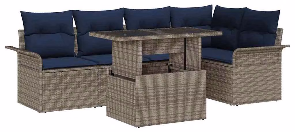 Set Divano da Giardino 6 pcs Grigio Rattan in Polipropilene