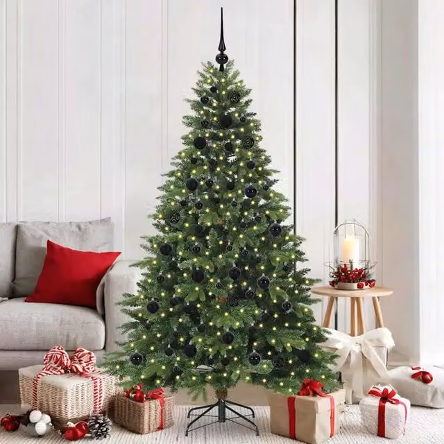 Albero di Natale artificiale moderno vidaXL verde con 300 LED luce bianca calda in PE e PVC, Altezza: 180 cm