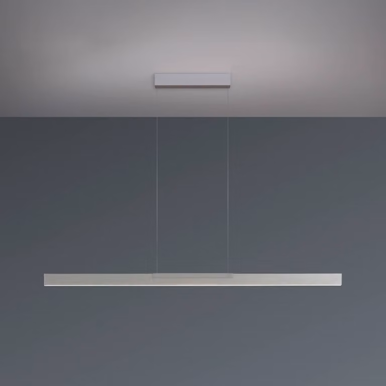 BOPP Lampada LED a sospensione Bopp Nano 2.0, lunghezza 140 cm, colore alluminio dimmerabile, Alluminio / Grigio / Zincato, Soggiorno / Sala da pranzo, Alluminio, Moderno