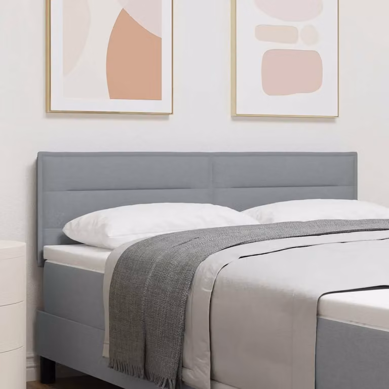 Testiera per letto moderna vidaXL in tessuto grigio con struttura in legno di pino