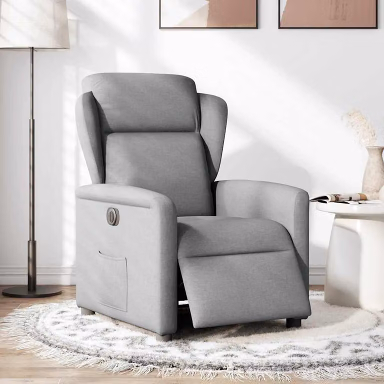 vidaXL Poltrona Elettrica Reclinabile Grigio Chiaro in Tessuto