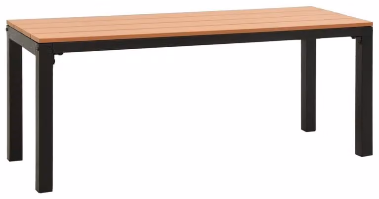 Panca da giardino robusta, realizzata in WPC (legno-plastica composita) e acciaio, lunghezza 110 cm