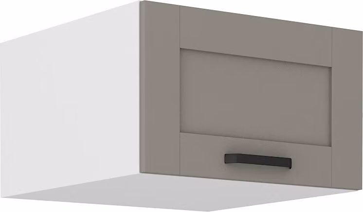 Armadietto superiore profondo con anta a battente LAILI - larghezza 60 cm, grigio chiaro / bianco
