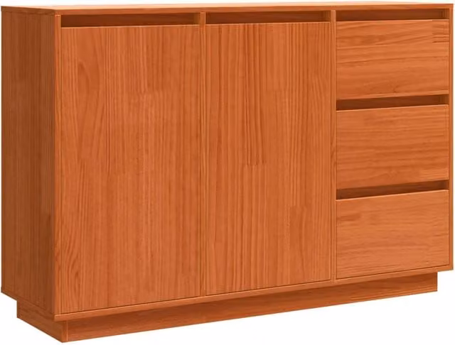 Credenza | Madia | Buffet da pranzo | Armadio da pranzo Rovere Marrone 111 x 34 x 75 cm Pino massello