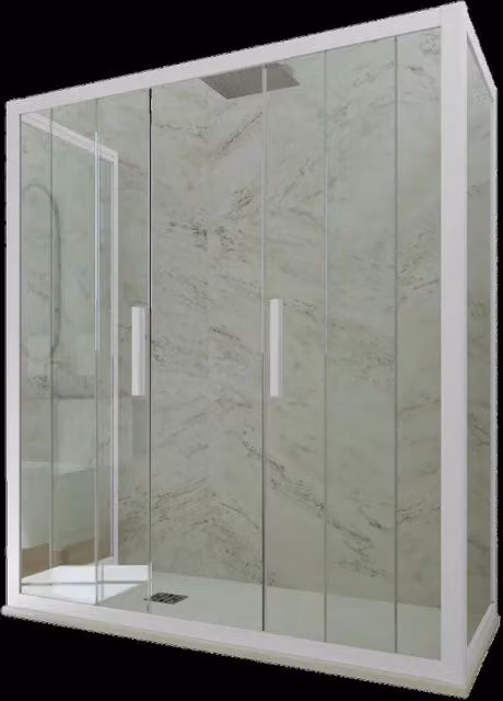 Box doccia 3 lati Star Trio FORTE con vetro trasparente e profilo bianco L: 170 cm, P: 75 cm, H: 200 cm
