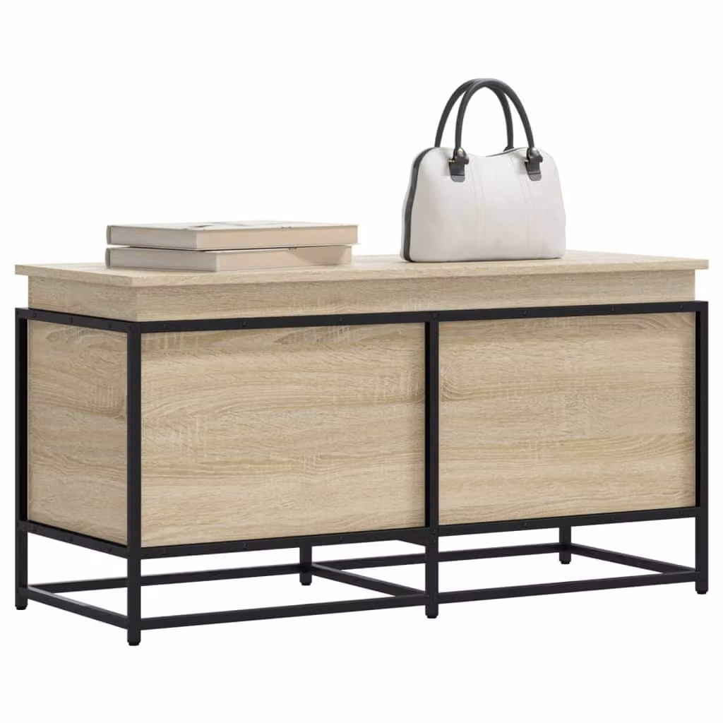Contenitore con coperchio vidaXL in stile industriale, colore Rovere Sonoma, L/P/H: 100 x 40 x 51,5 cm