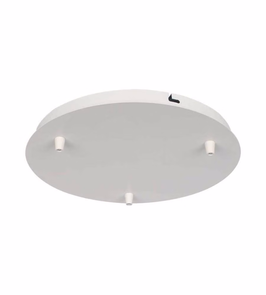 V-TAC Rosone per Lampadario in Acciaio d:300*h:25mm con 3 Fori Colore Bianco Opaco