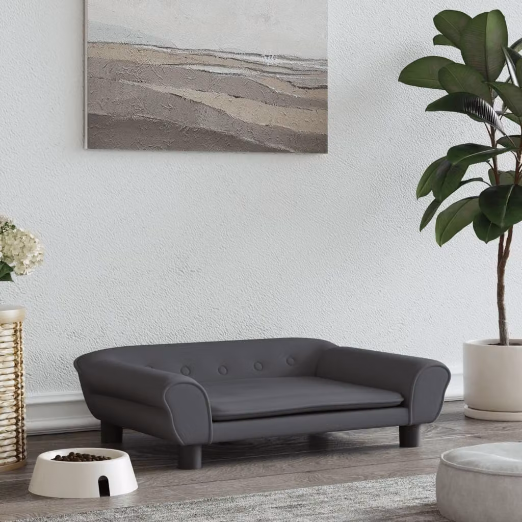 Letto per cani The Living Store in velluto grigio scuro 70x48x22 cm