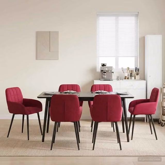 Sedie da pranzo 6 pz Velluto Rosso Vino 56.5 x 50 x 85 cm 3428179