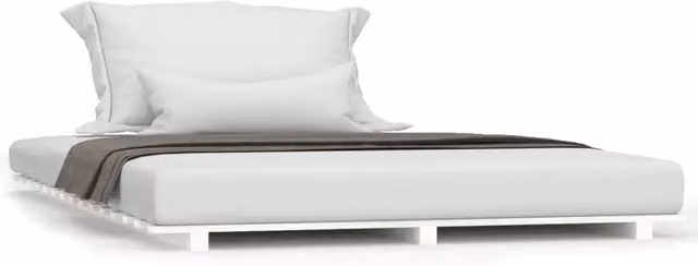 Letto matrimoniale in legno massello di pino bianco con doghe rigide L/P/H: 135 x 190 cm