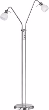 Lampada Piantana Trio Leuchten con 2 Diffusori Flessibili in Vetro Alabastro e Acciaio Argento