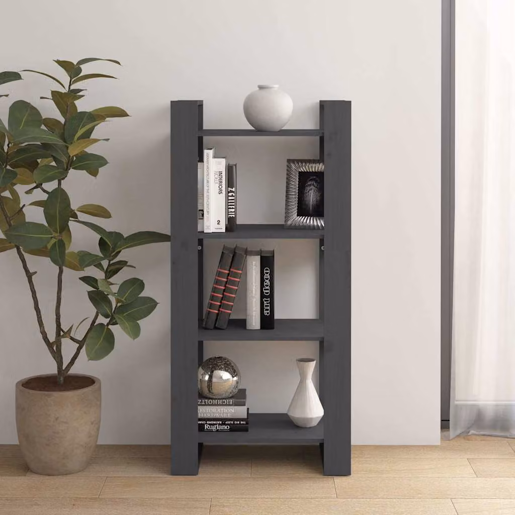 Libreria Divisorio vidaXL in Legno di Pino Rustico Grigio L: 60 cm, P: 35 cm, H: 125 cm