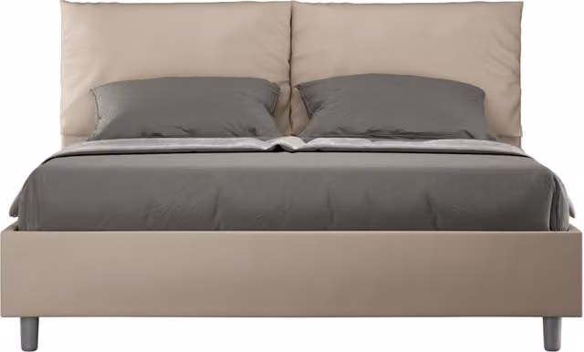 BS COM Letto matrimoniale con rete imbottito 160x200 similpelle tortora
