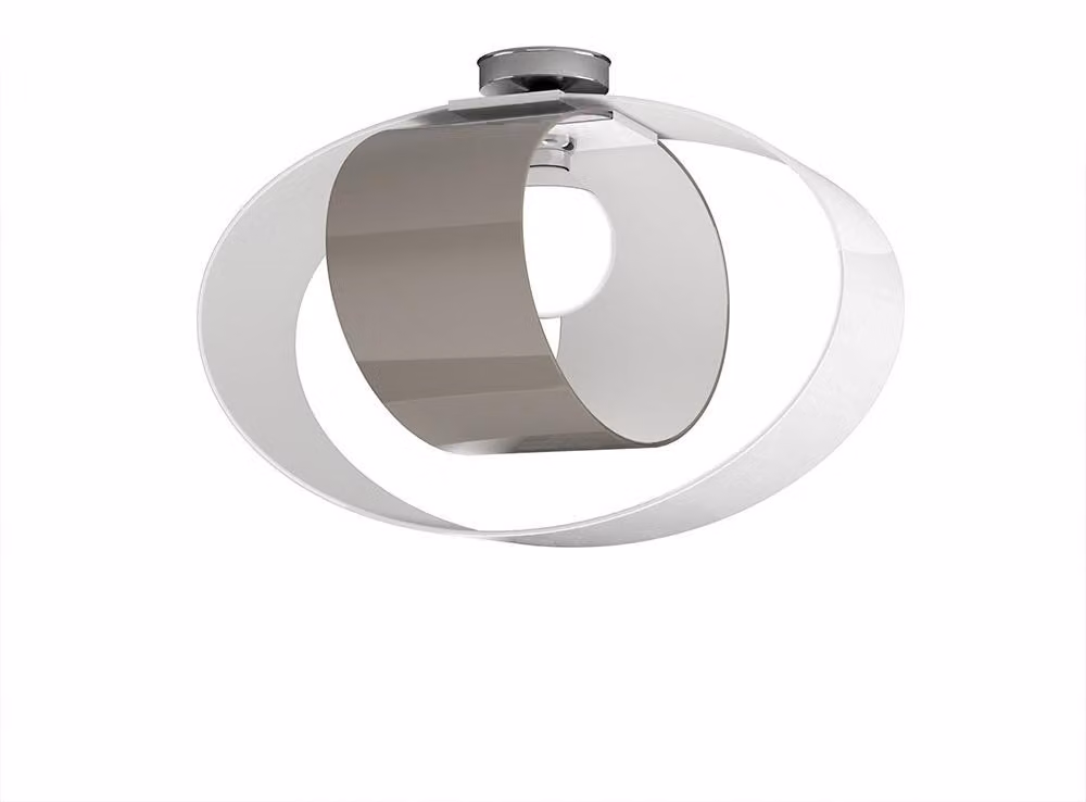 Plafoniera Moderna Lap Metallo Bianco E Vetro Tortora 1 Luce E27 52Cm