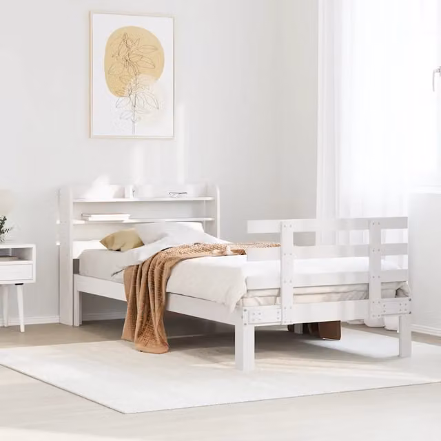 Letto con testiera in legno di pino bianco vidaXL L 200 x L 90 cm