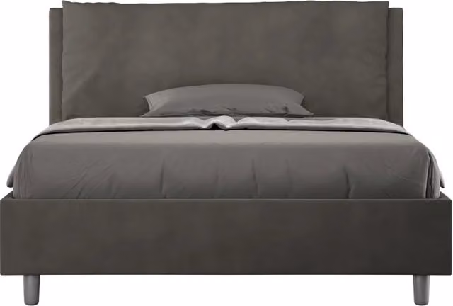 Letto Matrimoniale Francese 140x190 cm Senza Rete Imbottito in Microfibra Antea Large Grigio