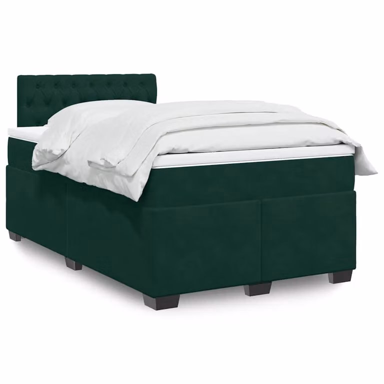 vidaXL Giroletto a Molle con Materasso Ibrido in Velluto Verde Scuro, L/P/H: 120 x 200 cm