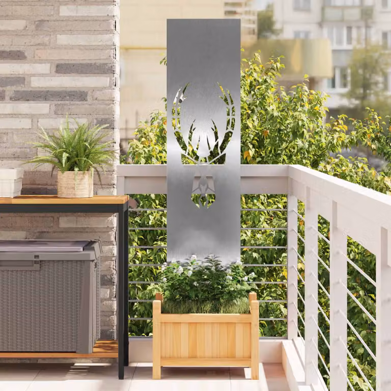 Paravento per privacy da giardino vidaXL in acciaio inossidabile Argento L: 32 cm, H: 140 cm