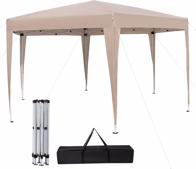 Gazebo Pop-Up Pieghevole Costway Beige Impermeabile con Borsa di Trasporto per Giardino e Campeggio L/P: 4 x 3,5 m