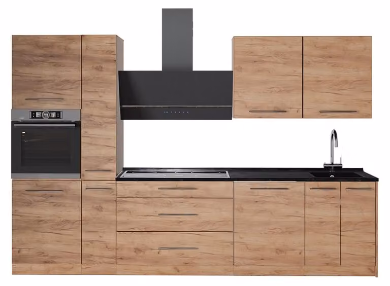 Cucina componibile Vicco Fame-Line Rovere dorato/Rovere dorato 310 cm, PL Antracite, Model 64296