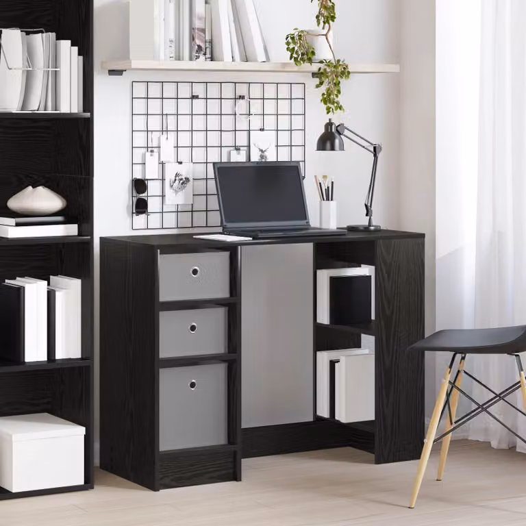 Maison Exclusive - Scrivania, finitura effetto legno noce nero, 100 x 40 x 75 cm