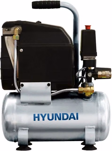 Compressore d'aria Hyundai 65063 da 6L, motore senza olio da 1.1 kW, colore argento