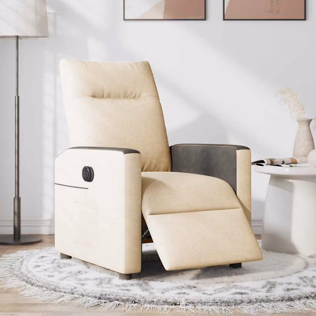 vidaXL Poltrona Elettrica Reclinabile Crema in Tessuto