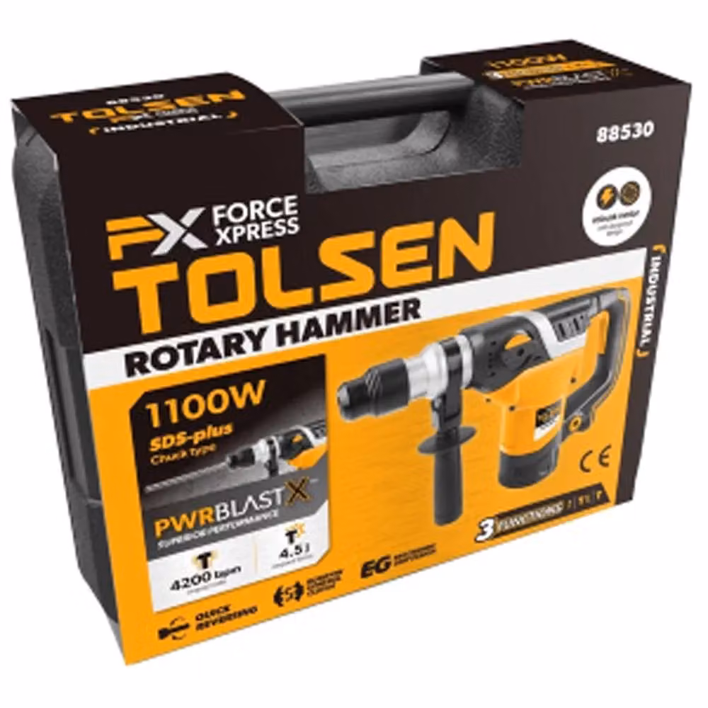 Trapano Martello Perforatore Demolitore Tolsen 1100W SDS Plus 4200 bpm Arancione – 2