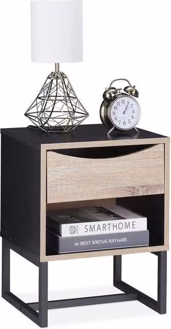 Cassa notturna con caricabatterie - Tavolo da notte quadrato con ripiano caricabatterie per camera da letto e soggiorno - 50x39x35 cm
