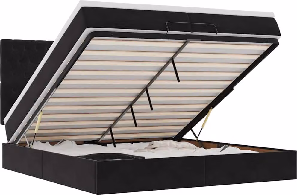 vidaXL Letto ottomano con materassi nero 200x200 cm in velluto