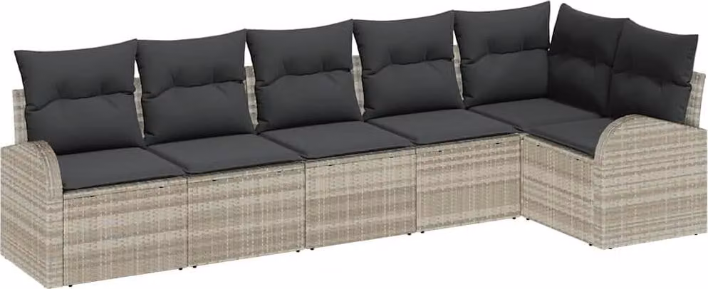 Set Divano da Giardino 6 pcs Grigio chiaro Poly Rattan