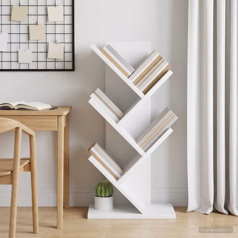 Libreria ad Albero vidaXL a 4 Piani in MDF Bianco Opaco L/P/H: 30 x 18 x 60 cm