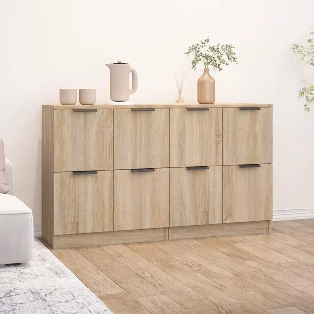 Set di 2 credenze a parete vidaXL in legno beige stile minimalista L: 60 cm, P: 30 cm, H: 70 cm