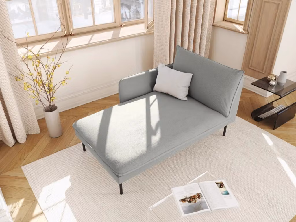 Chaise longue sinistra Vienna di Cosmopolitan Design in bouclé grigio L: 130 cm, P: 95 cm, H: 95 cm – 2