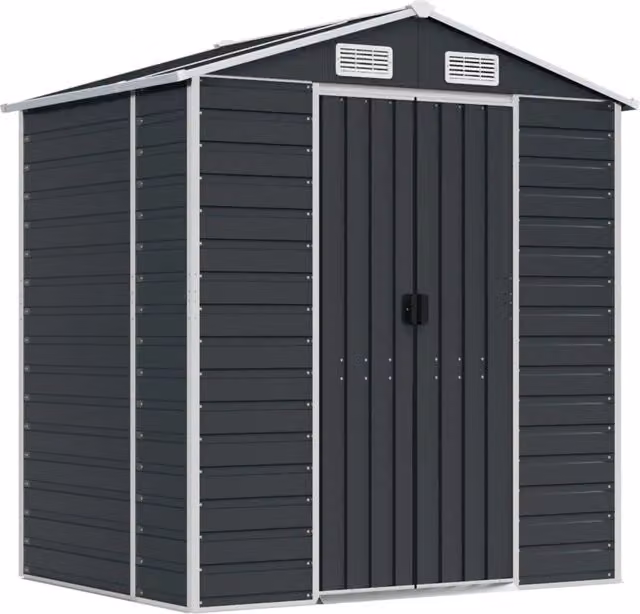 Capanno da Giardino-Casetta da Giardino Antracite 191x130x198 cm in Acciaio Zincato
