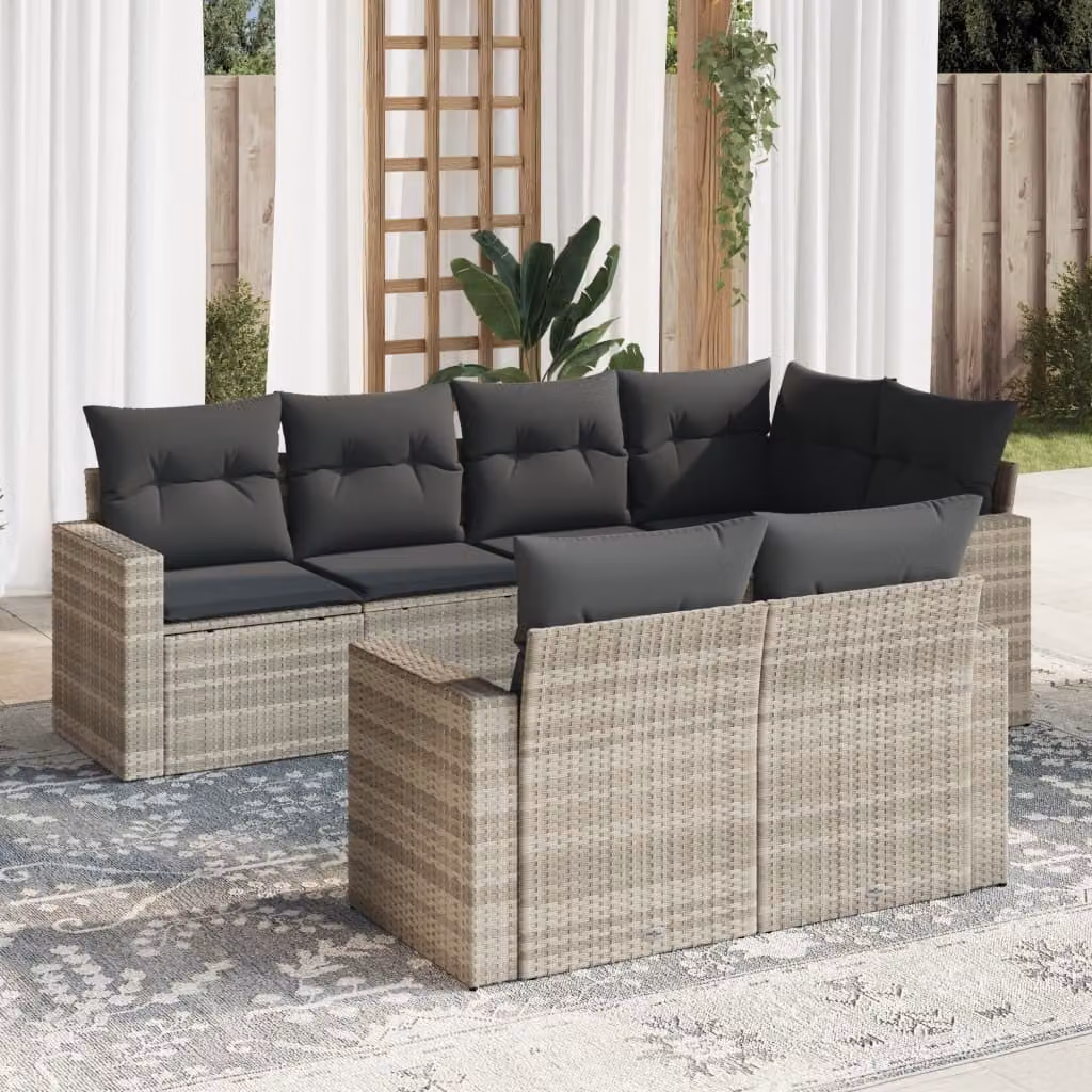 Maison Exclusive - Set Divani da Giardino 7pz con Cuscini Grigio Chiaro Polyrattan