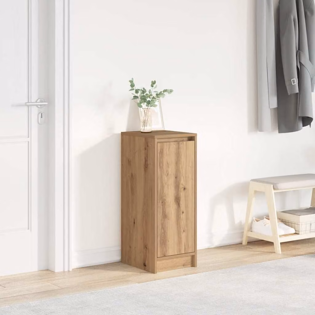 Scarpiera moderna vidaXL in legno rovere marrone con ante a battente, L/P/H: 29,5 x 34 x 76 cm